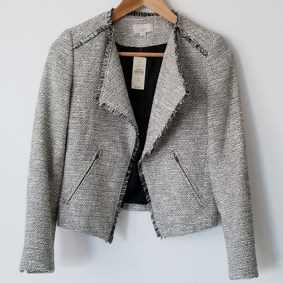 NWT LOFT Fringe Tweed Jacket in 0P - Picture 3 of 8